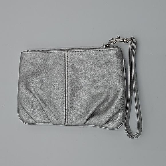 Express Metallic Silver Leather Wristlet - Picture 2 of 2